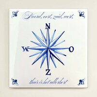 Delfts Blauw tegeltje - Kompas