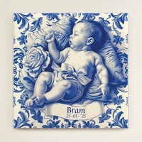 Delfts Blauw tegeltje - Geboorte