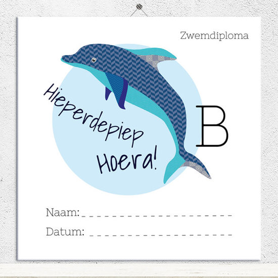 Zwemdiploma tegeltje bedrukken A,B,C (nr.201)