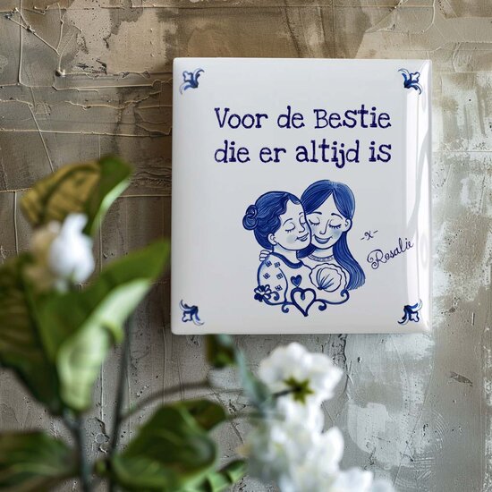 Delfts Blauw tegeltje - Besties