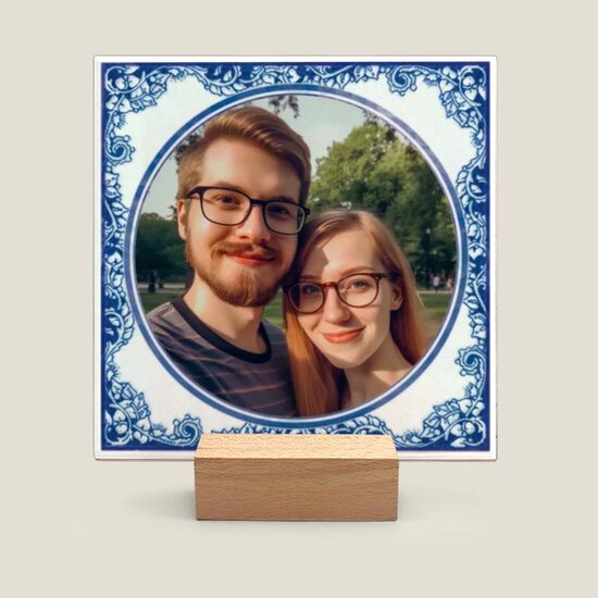 Delfts Blauw tegeltje nr. 63 met foto