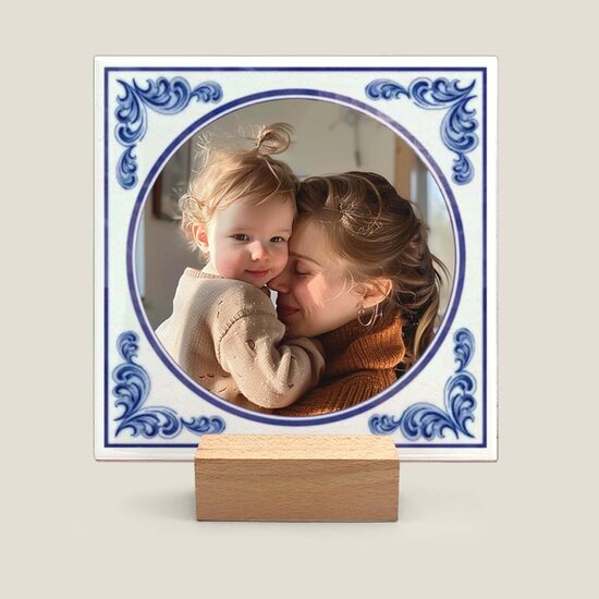 Delfts Blauw tegeltje nr. 62 met foto