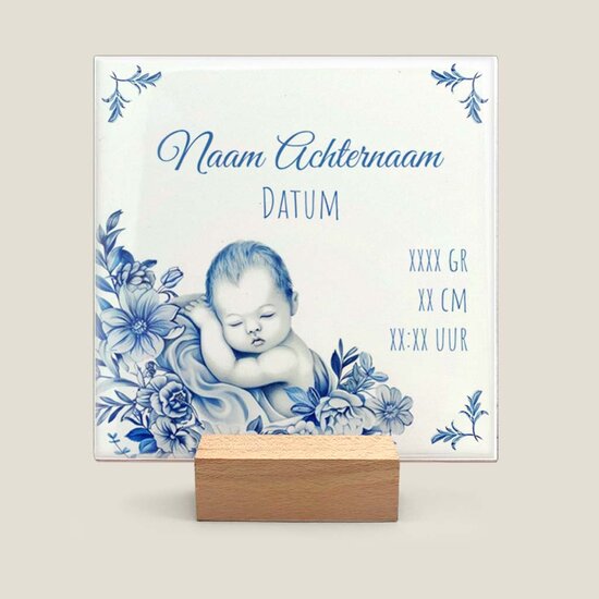 Delfts Blauw geboorte tegeltje