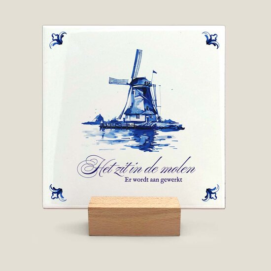 Delfts Blauw tegeltje - Molen