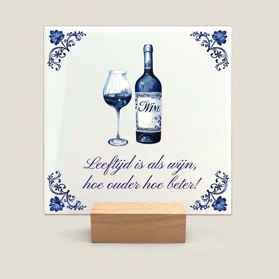 Delfts Blauw tegeltje - Wijn