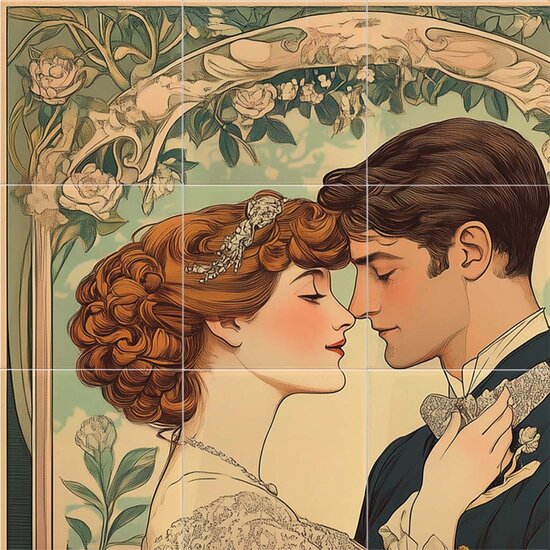 Tegeltableau Art Nouveau