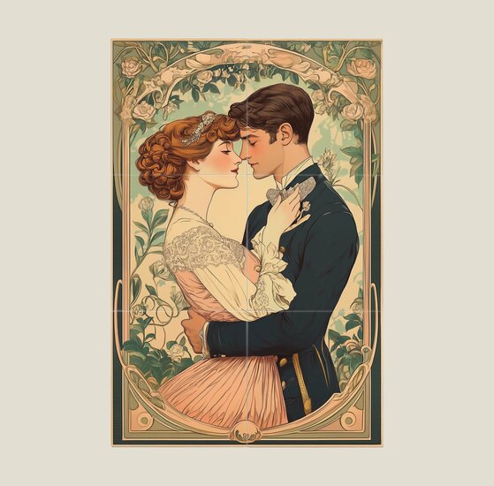 Tegeltableau Art Nouveau