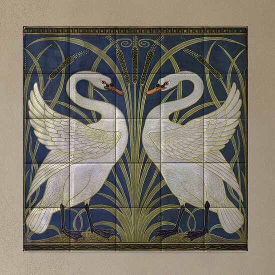 Tegeltableau Swan Rush and Iris - Walter Crane