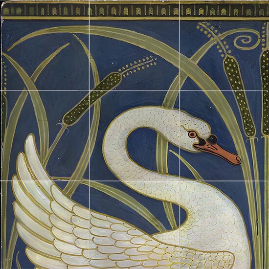 Tegeltableau Swan Rush and Iris - Walter Crane