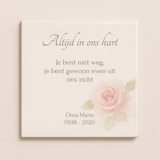 Herdenkingstegeltje - Roos