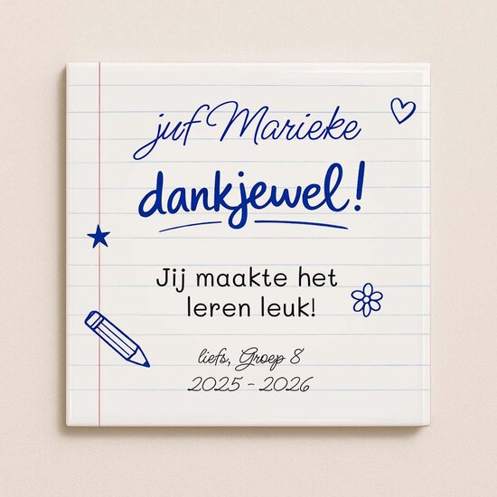 Afscheidstegeltje voor juf/meester