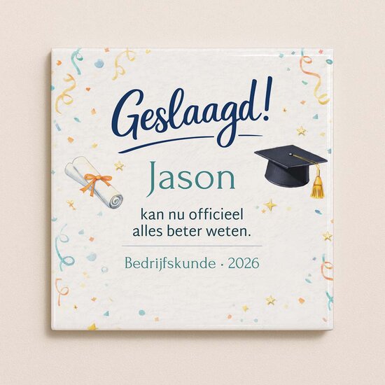 Geslaagd tegeltje met naam