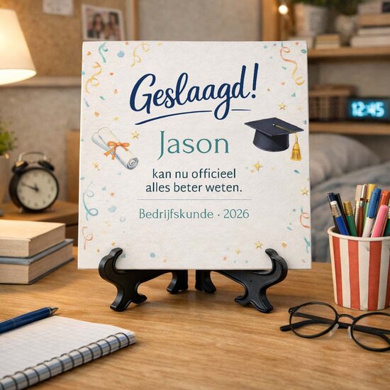 Geslaagd tegeltje met naam