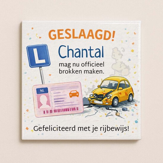 Geslaagd tegeltje - Rijbewijs