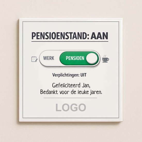 Pensioen tegeltje - Pensioenstand AAN