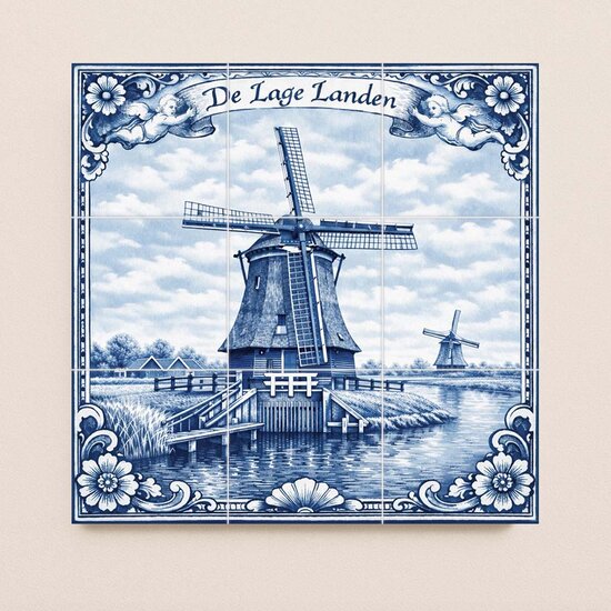 Tegeltableau &ndash; Delfts blauw molen