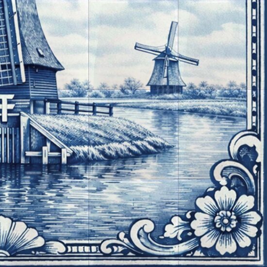 Tegeltableau &ndash; Delfts blauw molen