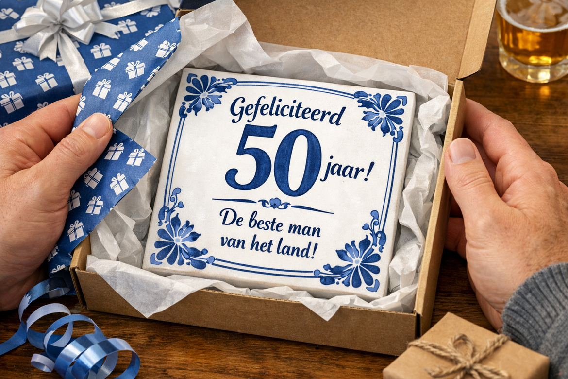 Origineel cadeau tegeltje voor een 50 jarige man