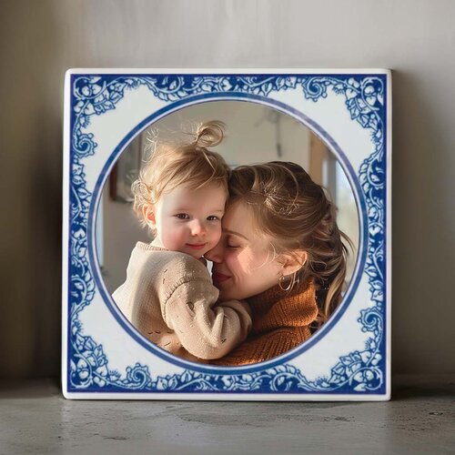 Delfts Blauw tegeltje nr. 63 met foto