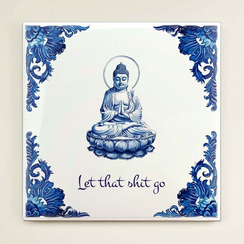 Delfts Blauw tegeltje - Boeddha