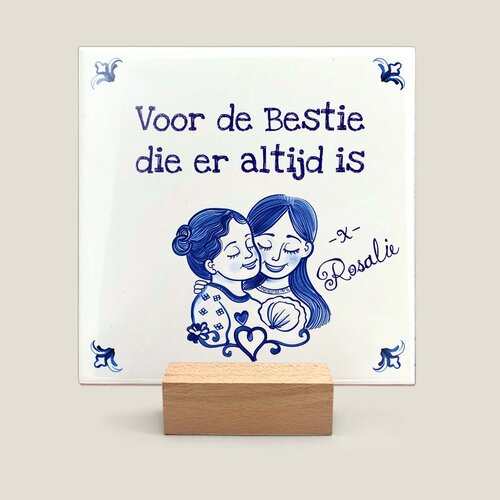 Delfts Blauw tegeltje - Besties