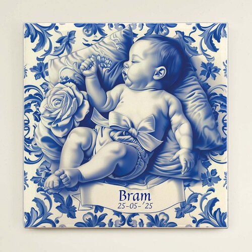 Delfts Blauw tegeltje - Geboorte