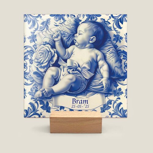 Delfts Blauw tegeltje - Geboorte