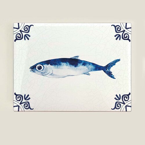 Delftsblauwe tegel - Sardientje