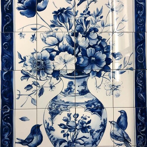 Tegeltableau Delftsblauwe Vaas