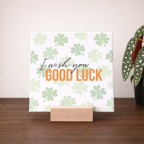 Tegeltje met eigen tekst - Klavertjes