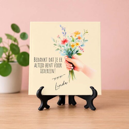 Tegeltje met bloemen – persoonlijk cadeau