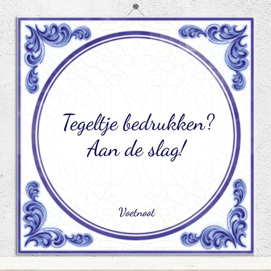 Delfts Blauw tegeltje met foto