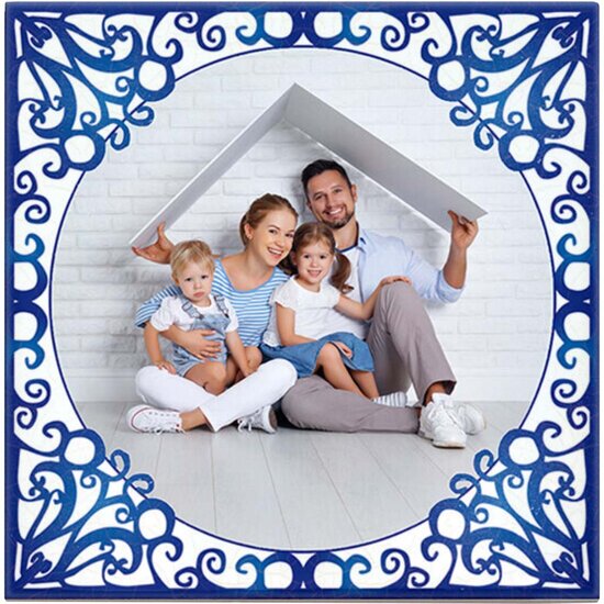 Delfts Blauw tegeltje met foto (nr.30)