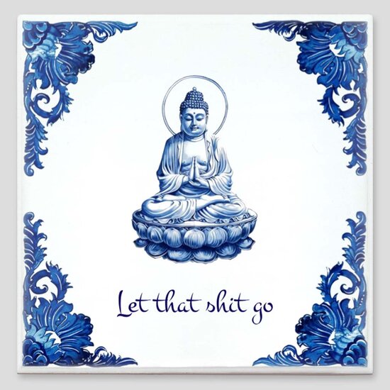 Delfts Blauw tegeltje - Boeddha
