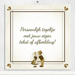 Huwelijk tegeltje bruin (nr.3 poppetjes)